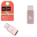 Адаптер OTG TYPE-C - micro USB розовое-золото HOCO