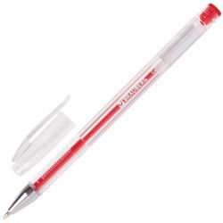 Ручка гелевая BRAUBERG "Jet", КРАСНАЯ, корпус прозрачный, узел 0,5 мм, линия письма 0,35 мм