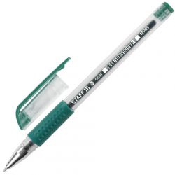 Ручка гелевая с грипом STAFF "EVERYDAY", ЗЕЛЕНАЯ, корпус прозрачный, узел 0,5 мм, линия письма 0,35 мм